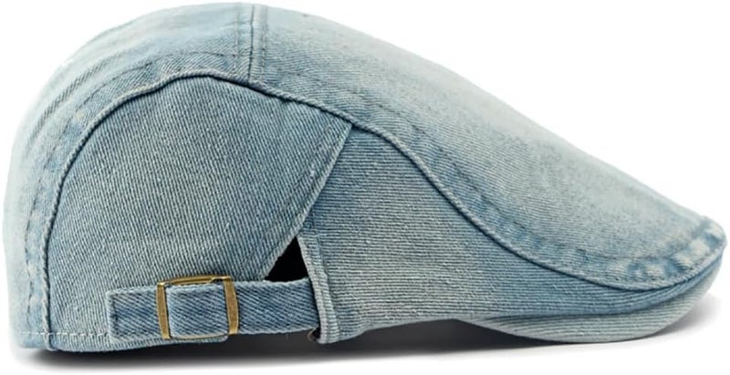 PTDTSHOU Newsboy Cap for Men Adjustable Flat Ivy Gatsby Cabbie Driving Hat Breathable Denim Cotton Golf Cap - Image 4